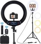 18 inch LED Ring Light with Tripod Stand Dimmable Makeup Selfie Ring Light for Studio Portrait YouTube Vlog Video Shooting with Carrying Bag and Remote Controller, CRI 90