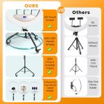 Auriani 22" Large Ring Light with Stand, Upgraded Foldable LED Big Ringlight with 75" Tripod & Mini Tripod Wheel Tray for Live Tattoo Makeup Video Recording Barber Photography