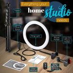 GearLight Ring Light Tripod with LEDs, Dual Phone Holders - for Makeup, Photography, Room Décor - Black - 10 inch with Tripod