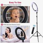 18 inch LED Ring Light with Tripod Stand Dimmable Makeup Selfie Ring Light for Studio Portrait YouTube Vlog Video Shooting with Carrying Bag and Remote Controller, CRI 90
