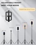 M MYBAT PRO Selfie Ring Light with 72" Tripod Stand - Extendable Selfie Stick with Light for Phone, Live Streaming, Makeup, Travel, Gaming, Video, Includes Phone Holder& USB-C Powered