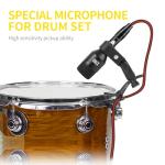XTUGA New DI7 7 PCS Wireless Dynamic Drum Mic Kit Metal Kick Bass, Tom/Snare & Cymbals Microphone-Use for Drums, Vocal, Other Instrument with Thread Clip On Stage
