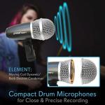 Pyle 7-Piece Wired Dynamic Kit-Kick Bass, Tom/Snare & Cymbals Microphone Set-for Drums, Vocal, & Other Instrument-Complete with Thread Clip, Inserts, Mics Holder & Case, Black