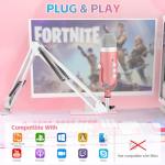 ZealSound Gaming Microphone Kit,Podcast Condenser USB Mic with Boom Arm,Supercardioid Microphone with Mute Button,Echo Volume Gain Knob,Adjust Monitor for Phone PC Computer (Pink)