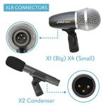 Pyle 7-Piece Wired Dynamic Kit-Kick Bass, Tom/Snare & Cymbals Microphone Set-for Drums, Vocal, & Other Instrument-Complete with Thread Clip, Inserts, Mics Holder & Case, Black