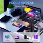 USB Condenser Microphone,Computer PC Microphone Kit with Adjustable Boom Arm Stand Shock Mount for YouTube Vocal Gaming Streaming