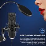 USB Condenser Microphone,Computer PC Microphone Kit with Adjustable Boom Arm Stand Shock Mount for YouTube Vocal Gaming Streaming