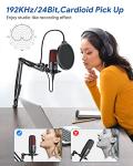TECURS Condenser USB Microphone, PC Microphone Kit with Adjustable Boom Arm, Gaming Mic for Recording Podcasting Streaming YouTube Chatting