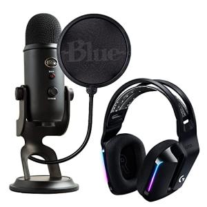 Blue Yeti Game Streaming Kit with Yeti USB Gaming, Podcast Mic, Pop Filter, PC/Mac/PS5 + G733 Lightspeed Wireless Gaming Headset with Suspension Headband, Lightsync RGB, and PRO-G audio - Blackout