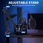 USB Condenser Microphone,Computer PC Microphone Kit with Adjustable Boom Arm Stand Shock Mount for YouTube Vocal Gaming Streaming