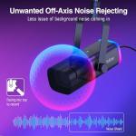 FIFINE XLR/USB Gaming Microphone Set and Gaming Audio Mixer,Dynamic PC Mic for Streaming Podcasting,RGB Recording Mixer with XLR Microphone Interface,Computer RGB Mic Kit with Boom Arm Stand(AM8T+SC3)