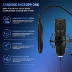 USB Condenser Microphone,Computer PC Microphone Kit with Adjustable Boom Arm Stand Shock Mount for YouTube Vocal Gaming Streaming