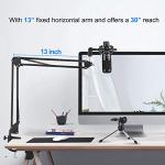 USB Condenser Microphone Bundle Kit,192KHZ/24BIT Professional Cardioid Computer Mic with Adjustable Scissor Arm Stand Shock Mount and Gain Knob for Recording, for Podcasting, Gaming, YouTube (Black)