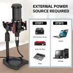 PROAR XLR Podcast Microphone Professional Cardioid Condenser Microphone for PC Computer Studio XLR Mic Kit for Recording/Podcasting/Streaming/Voice Over/ASMR/Home Studio/YouTube with Desktop Stand