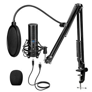 TONOR USB Podcast Microphone, Gaming PC Studio Streaming Mic Kit for PS4/5/Discord/Twitch Gamer, Recording Condenser Equipment Cardioid Microfono for Singing, YouTube, with Adjustable Arm Stand