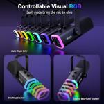 FIFINE XLR/USB Gaming Microphone Set and Gaming Audio Mixer,Dynamic PC Mic for Streaming Podcasting,RGB Recording Mixer with XLR Microphone Interface,Computer RGB Mic Kit with Boom Arm Stand(AM8T+SC3)