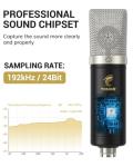 TONOR Condenser Microphone 192kHz/24Bit, USB Cardioid Computer Mic Kit with Upgraded Boom Arm/Spider Shock Mount for Recording, Streaming, Gaming, Podcasting, Voice Over, YouTube, TC-2030