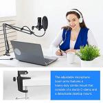 USB Condenser Microphone Bundle Kit,192KHZ/24BIT Professional Cardioid Computer Mic with Adjustable Scissor Arm Stand Shock Mount and Gain Knob for Recording, for Podcasting, Gaming, YouTube (Black)
