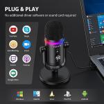TECURS RGB Gaming Streaming Recording PC Microphone Kit,USB Condenser Computer Mic Bundle for Podasts,Audio,Vocal,Video on Mac/Desktop/Laptop,with Boom Arm Stand, Black