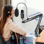 TECURS RGB Gaming Streaming Recording PC Microphone Kit,USB Condenser Computer Mic Bundle for Podasts,Audio,Vocal,Video on Mac/Desktop/Laptop,with Boom Arm Stand, Black