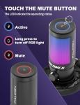 talomen Gaming Microphone for PC Computer, USB Streaming Condenser Mic Kit with RGB, Quick Mute, Gain Knob, Boom Arm Stand, Pop Filter for Podcasts YouTube F8S