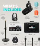 Movo Portable Podcast Equipment Bundle for iPhone/Android Phones- Podcast Kit with Audio Interface, 2 CastMic Dynamic Mics, 2 Table Stands - For Smartphones, Computers, PC, Mac - Lightning, USB, USB-C