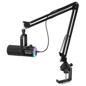 FDUCE USB/XLR Gaming Microphone kit, Dynamic PC Mic for Podcasting Streaming, Computer RGB Mic Kit with Boom Arm Stand, Mute Button and Headphone Jack, for Recording, Vocal Voice-Over (D30+)