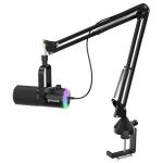 FDUCE USB/XLR Gaming Microphone kit, Dynamic PC Mic for Podcasting Streaming, Computer RGB Mic Kit with Boom Arm Stand, Mute Button and Headphone Jack, for Recording, Vocal Voice-Over (D30+)