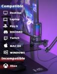 talomen Gaming Microphone for PC Computer, USB Streaming Condenser Mic Kit with RGB, Quick Mute, Gain Knob, Boom Arm Stand, Pop Filter for Podcasts YouTube F8S