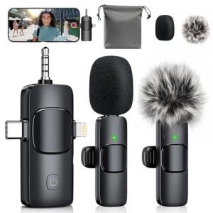 MENERESAS 3-in-1 Mini Microphone for iPhone: Wireless Lavalier Microphones for iOS/Android/Camera - Noise Reduction Lapel Mic for​​Live Stream - HiDefSound for Video Mavericks