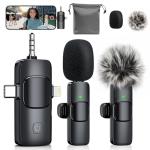 MENERESAS 3-in-1 Mini Microphone for iPhone: Wireless Lavalier Microphones for iOS/Android/Camera - Noise Reduction Lapel Mic for​​Live Stream - HiDefSound for Video Mavericks