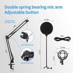 USB Streaming Podcast PC Microphone: Professional Computer Mic 192kHz/24bit Studio Cardioid Condenser Mic Kit with Sound Card Boom Arm Shock Mount Pop Filter, for Skype