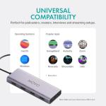 Movo USB Podcast Equipment Bundle for 4 – USB Interface with 4 UM700 Condenser Microphones – 4-Port Powered Hub for Streaming, Podcasting, Interviews