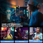 FDUCE USB/XLR Gaming Microphone kit, Dynamic PC Mic for Podcasting Streaming, Computer RGB Mic Kit with Boom Arm Stand, Mute Button and Headphone Jack, for Recording, Vocal Voice-Over (D30+)