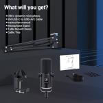 FDUCE USB/XLR Gaming Microphone kit, Dynamic PC Mic for Podcasting Streaming, Computer RGB Mic Kit with Boom Arm Stand, Mute Button and Headphone Jack, for Recording, Vocal Voice-Over (D30+)