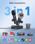 MENERESAS 3-in-1 Mini Microphone for iPhone: Wireless Lavalier Microphones for iOS/Android/Camera - Noise Reduction Lapel Mic for​​Live Stream - HiDefSound for Video Mavericks