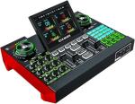 Audio Mixer, Sound Board for Pc/Phone Live Streaming Singing Gaming, Sound Mixer for 3.5mm/Xlr Dynamic/48V Microphone, Live Sound Card with DJ Mixer Effects Voice Changer, Denoise One Click Mute