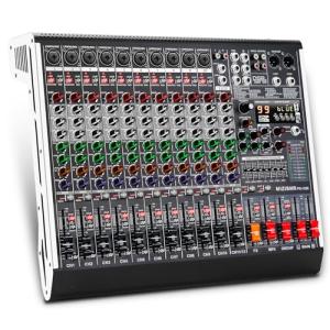 MIZISNR 12 Channel Audio Mixer Professional Sound Mixing Board with 99 DSP Effects, 7-band EQ Digital DJ Mixer Console w/USB Bluetooth MP3 for Recording, Independent 48V Power & Mute Button