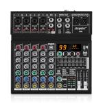 6 Channel DJ Mixer, Professional Audio Mixer, Metal, DSP 99 Preset Effects, Bluetooth Sound Board, 48V Phantom Power, Black USB Xlr Music Streaming Mini Mixing Console, Pa Mixer for PC, Podcast