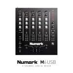 Numark M6 USB - 4-Channel DJ Mixer with Built-In Audio Interface, 3-Band EQ, Microphone Input and Replaceable Crossfader with Slope Control,Silver/Black