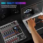 Professional DJ Audio Mixer - NEW BAXS 6 Channel DJ Bluetooth Controller Sound Mixer,USB Interface,6 XLR Mic/Line Input,AUX,FX Processor MP3 Player,+48V Phantom For Karaoke Studio Streaming Recording