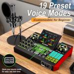 Podcast Microphone Bundle with Live Sound Card Audio Mixer, 3.5mm Condenser Microphone for PC/Phone Streaming and Singing, Podcast Equipment Bundle with Voice Changer Soundboard