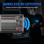 MIZISNR 12 Channel Audio Mixer Professional Sound Mixing Board with 99 DSP Effects, 7-band EQ Digital DJ Mixer Console w/USB Bluetooth MP3 for Recording, Independent 48V Power & Mute Button