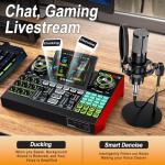 Podcast Microphone Bundle with Live Sound Card Audio Mixer, 3.5mm Condenser Microphone for PC/Phone Streaming and Singing, Podcast Equipment Bundle with Voice Changer Soundboard