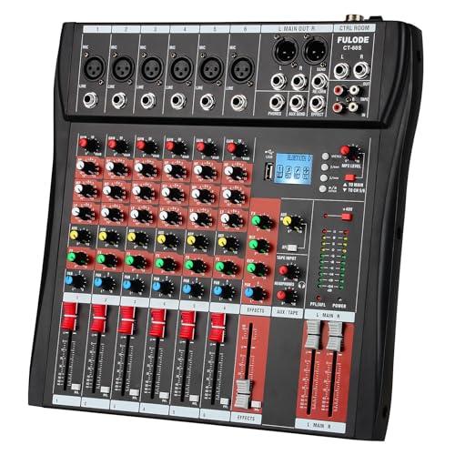 FULODE CT60 6-channel Professional mixer audio Bluetooth U disk 48V Phantom Power Source USB recording,dj mixer,Suitable for beginners as well