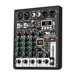 TKLBLS 4 Channel Audio Mixer, Professional DJ Mixer Sound Board Mixing Console with 99-Bit DSP Effect, Bluetooth USB Interface Stereo Mixer Board with 48V Phantom Power For Recording Live Stream
