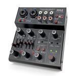 Pyle Professional Wireless DJ Audio Mixer - 4 Channel Bluetooth Controller Sound Mixer, USB Audio Interface, 2 Combo Jack XLR+6.35mm Mic/Line/Guitar in, 3.5mm, RCA AUX, Headphone Jack - PAD43MXUBT