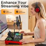 Podcast Microphone Bundle with Live Sound Card Audio Mixer, 3.5mm Condenser Microphone for PC/Phone Streaming and Singing, Podcast Equipment Bundle with Voice Changer Soundboard