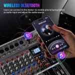 Professional DJ Audio Mixer - NEW BAXS 6 Channel DJ Bluetooth Controller Sound Mixer,USB Interface,6 XLR Mic/Line Input,AUX,FX Processor MP3 Player,+48V Phantom For Karaoke Studio Streaming Recording