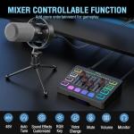 FIFINE Gaming Audio Mixer and XLR/USB Dynamic Microphone Bundle, Streaming 4-Channel RGB Mixer with XLR Microphone Interface,48V Phantom Power for Game, Voice, Podcast, Recording, YouTube (SC3+K688)